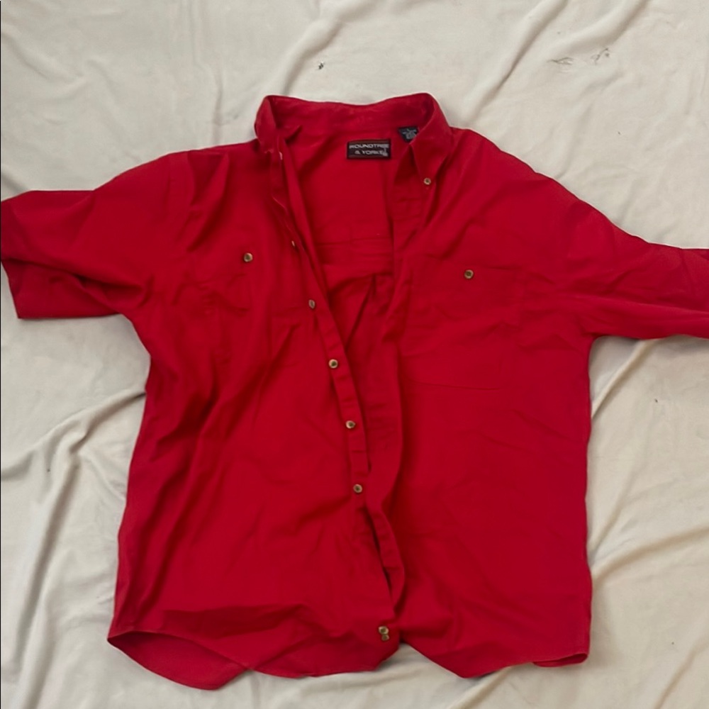 Red Button-Up Men's Large Shirt